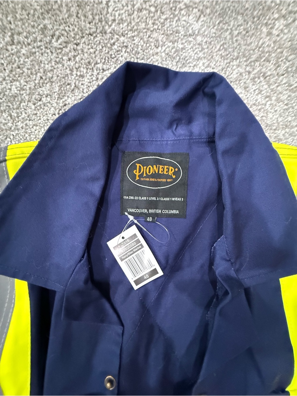 PIONEER Navy Jacket with Bright Yellow Safety Panels